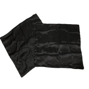 Black Satin Pillow Covers Two Square Home Decor Back Zipper 17.5 inches